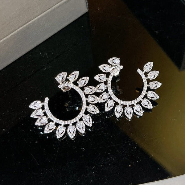 DESERT BLOOM L SILVER DIAMOND EARRINGS