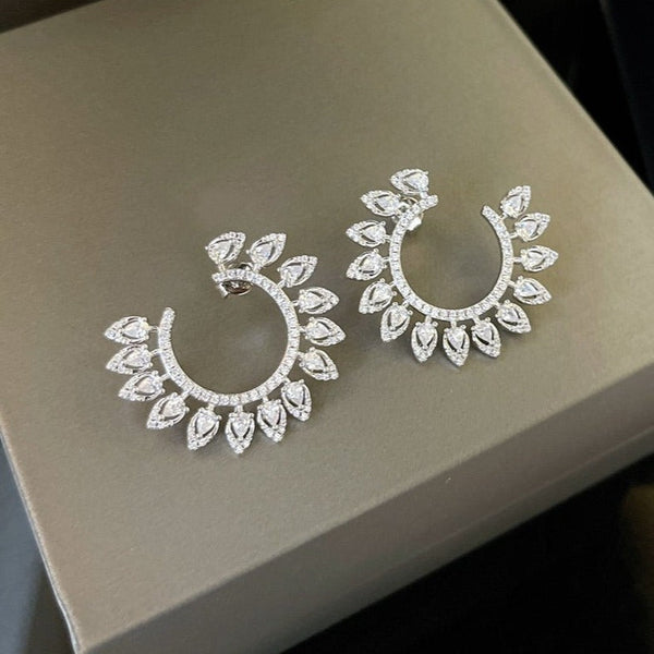 DESERT BLOOM L SILVER DIAMOND EARRINGS