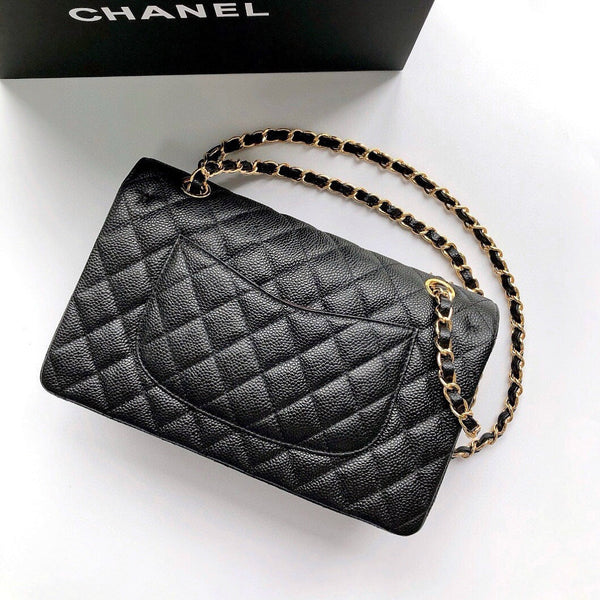 CC CLASSIC FLAP 25CM BLACK CAVIAR GOLD HARDWARE