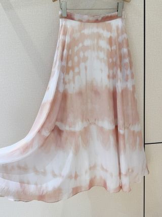 CD High-waist Tie-dye Pattern Skirt Pink mix White Cotton