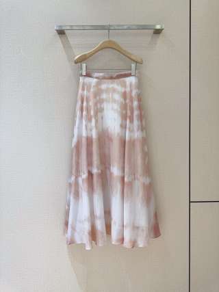 CD High-waist Tie-dye Pattern Skirt Pink mix White Cotton