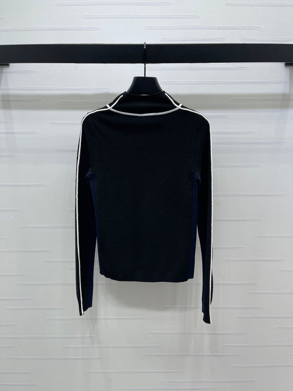 Chanel 2026 High-Neck Base Layer Top Black Cream Pink Wool