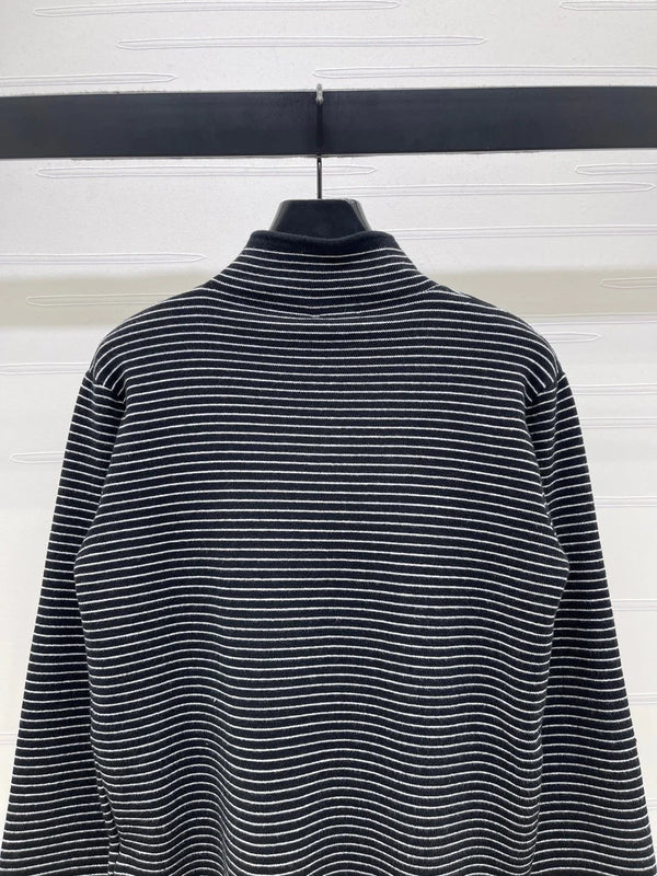 Chanel 2026 Striped Turtleneck Long Sleeve Sweater Wool