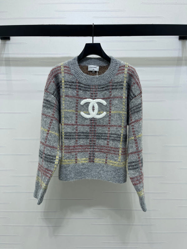 Chanel 2026 Plaid Pullover Long-sleeved Sweater Wool