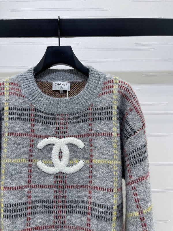 Chanel 2026 Plaid Pullover Long-sleeved Sweater Wool