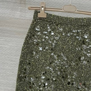 Gucci Knitted Skirt Green Gray Wool