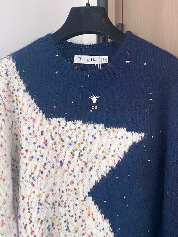 Dior 2025 Star Sweater Red and Blue Wool