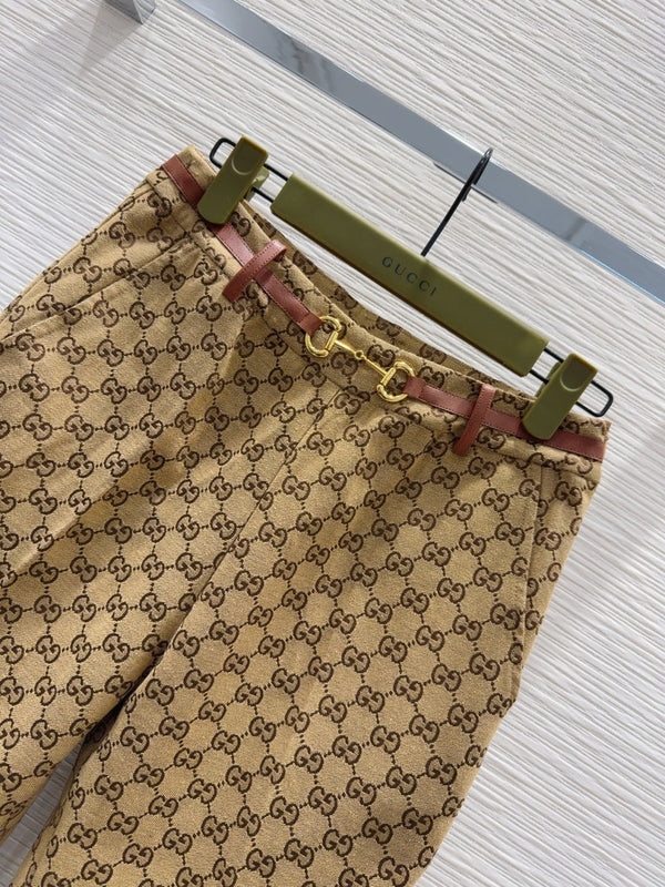 Gucci 2025 Pant Camel and Ebony Polyester Fiber