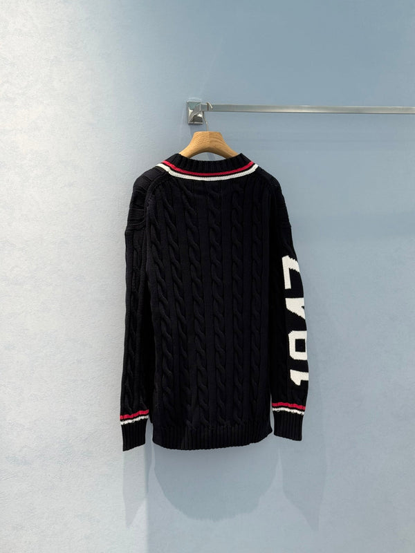 CD 25 Cardigan Black Red White Cotton