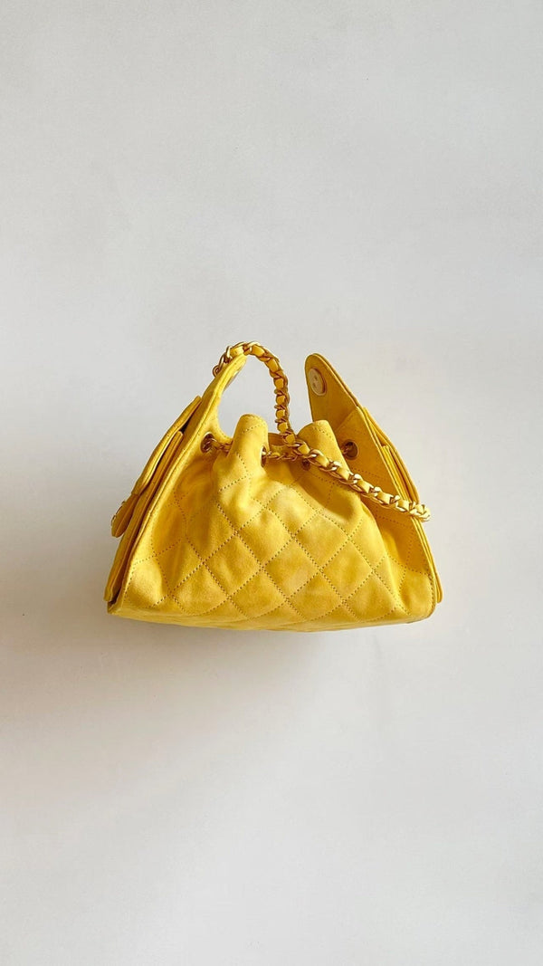Chanel 25 Hobo Bag Yellow Gold Suede