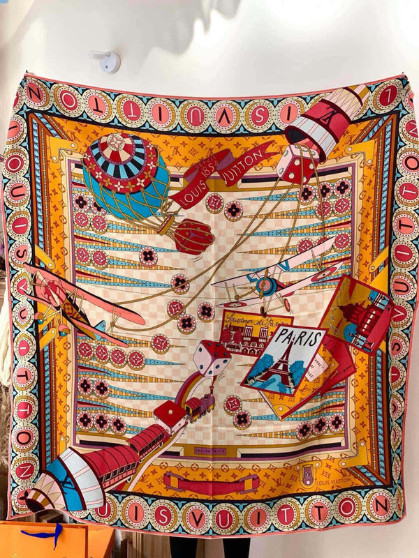 LV Double-sided Scarf 135cm Multicolor Silk Cashmere 973069