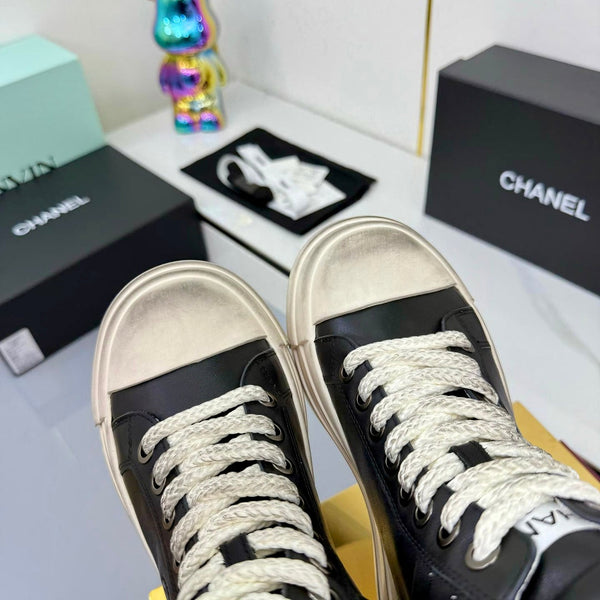 Chanel 25 High Sneaker Black White Cowhide 469784
