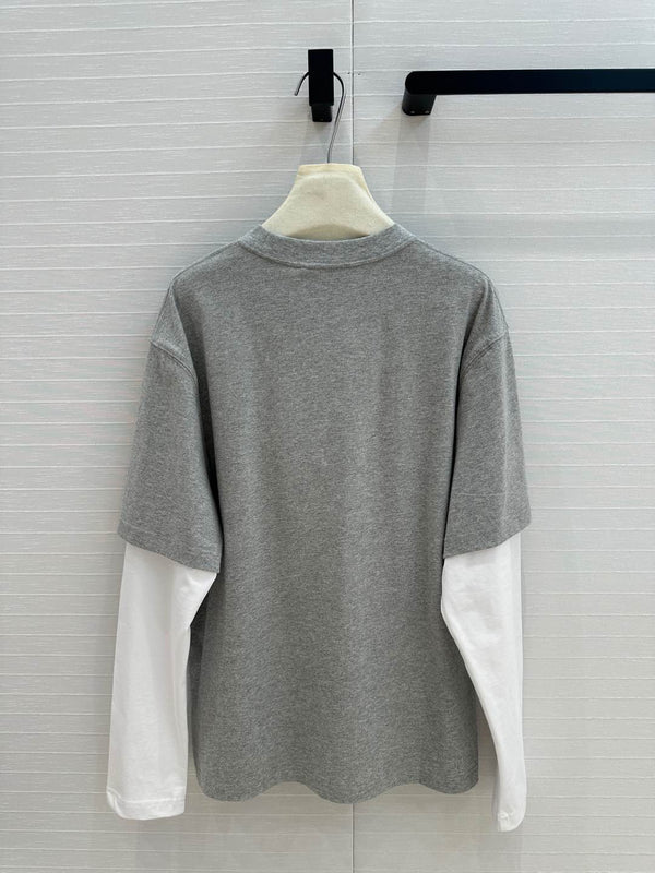 Gucci 25 Printed Long-sleeved T-shirt Gray Cotton