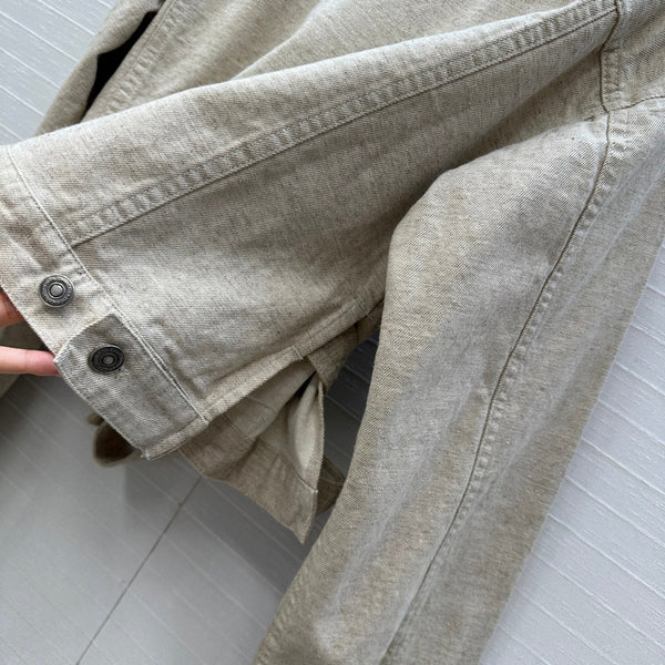 CD 25 Waist Tie Short Jacket Beige Cotton Cashmere