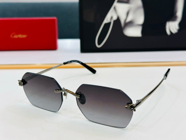 PANTHÈRE RIMLESS GEOMETRIC FRAME SUNGLASSES CT0504S IN METAL