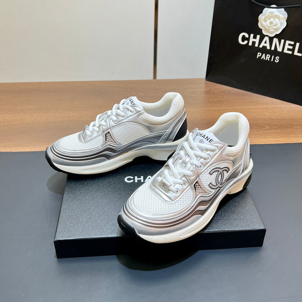 CC Sneaker In White Mesh Fabric Print Logo 149838
