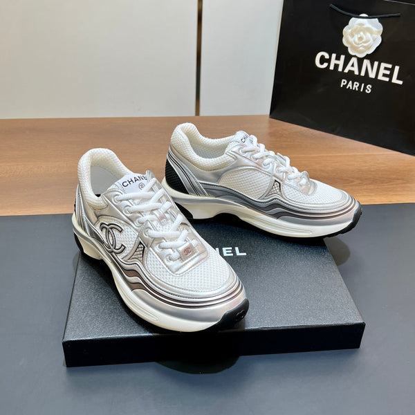 CC Sneaker In White Mesh Fabric Print Logo 149838