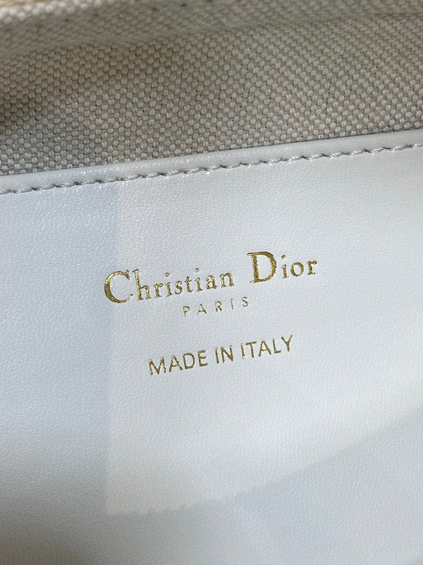 Dior 2025 Bag 19cm Blue mix White Oblique Fabric mix Leather 272832