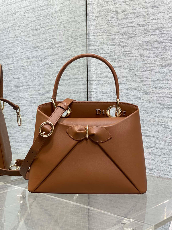 Dior 2025 Bow Bag 28cm Brown Leather 272511