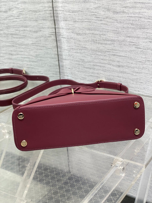 Dior 2025 Bow Bag 28cm Burgundy Leather 272517