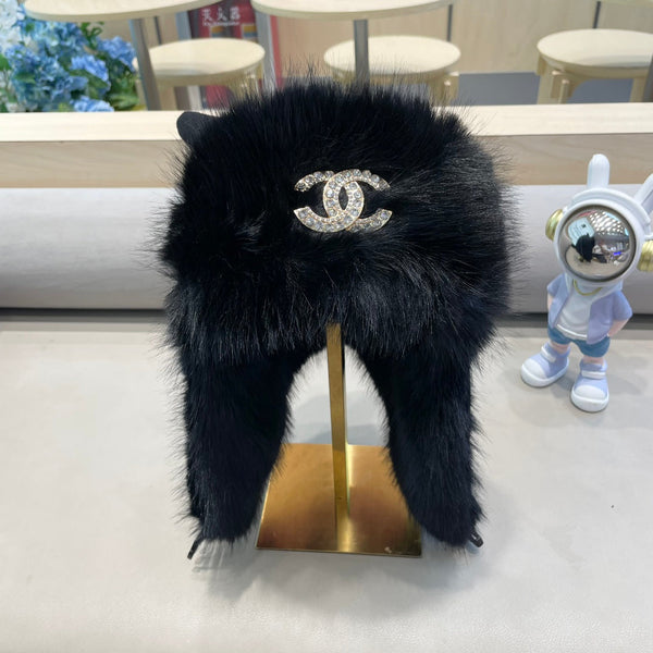TRAPPER HAT IN BLACK SUEDE AND LAMB FUR 429972