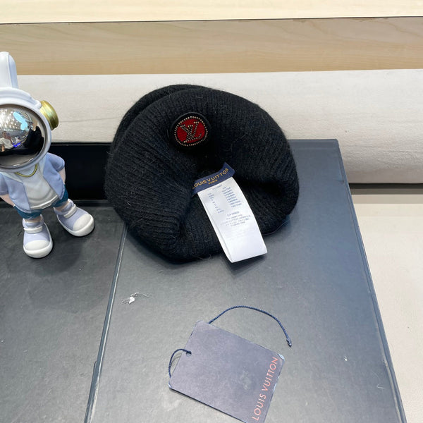 BEANIE HAT IN BLACK WOOL AND RABBIT FUR 433473