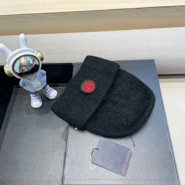 BEANIE HAT IN BLACK WOOL AND RABBIT FUR 433473