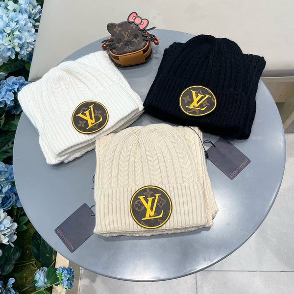 SET SCARF AND HAT IN BEIGE WOOL 434611
