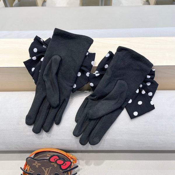 GLOVES IN BLACK MIX WHITE WOOL 454573
