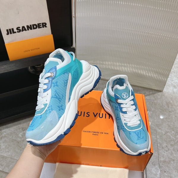 LV Run 55 Sneaker 50mm Light Blue Monogram Jacquard Fabric