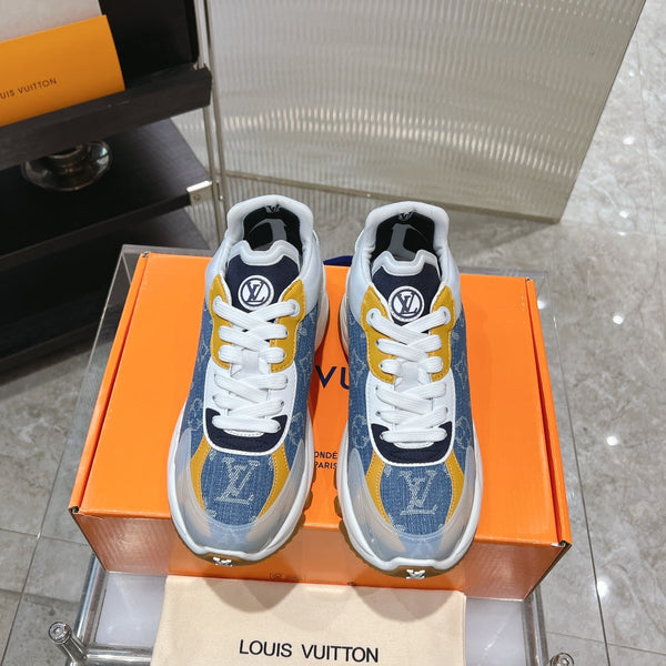 LV Run 55 Sneaker 50mm Blue Orange Monogram Jacquard Fabric