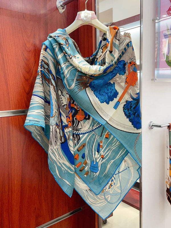 Wild Rhythm Scarf 140 CM In Colorful Cashmere Silk 213699