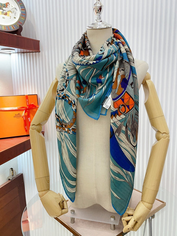 Wild Rhythm Scarf 140 CM In Colorful Cashmere Silk 213699