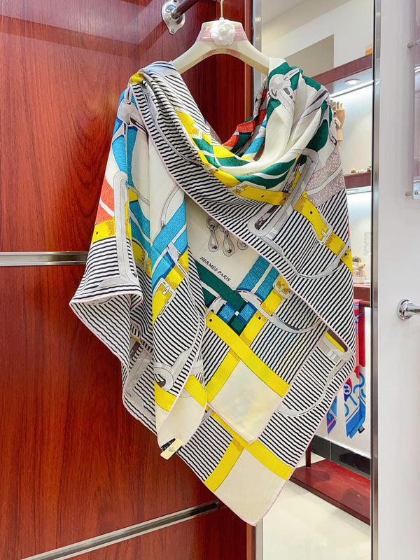 Mors a Jouets Chemise Shawl 140 CM In Colorful Silk And Cashmere 239531