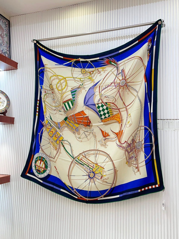 Voitures En Equilibre Scarf 140 CM In Colorful Cashmere And Silk 286416