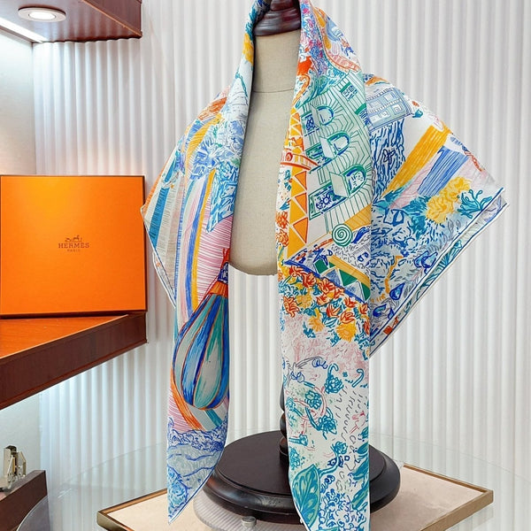 Les Folies Du Faubourg Scarf 90 CM In Colorful Silk Twill 304375
