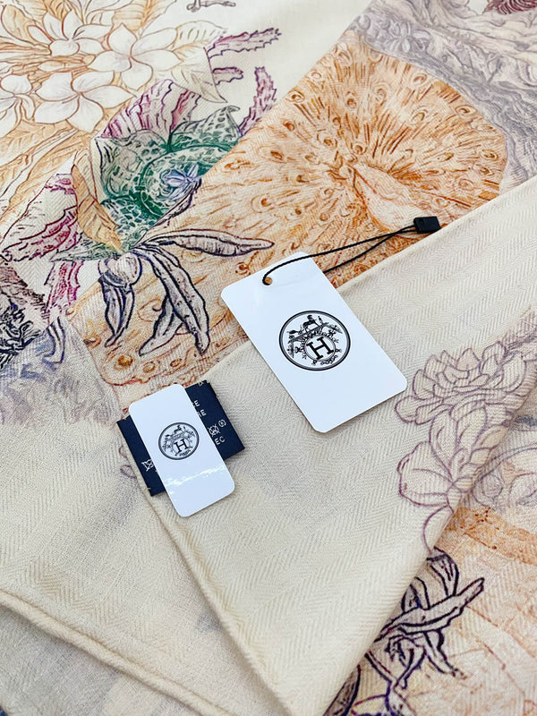 Le Jardin De Leila Au Bloc Shawl 135 CM In Colorful Cashmere And Silk 316263