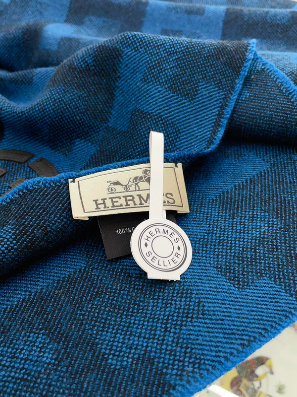 SCARF 200 CM IN COBALT BLUE MONOGRAM CASHMERE