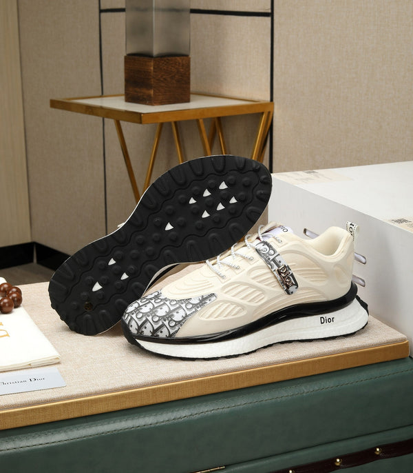 CD RUNNER SNEAKER CREAM AND BLACK CALFSKIN