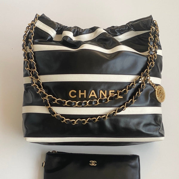 Chanel 25 Bag Black White Soft Calfskin