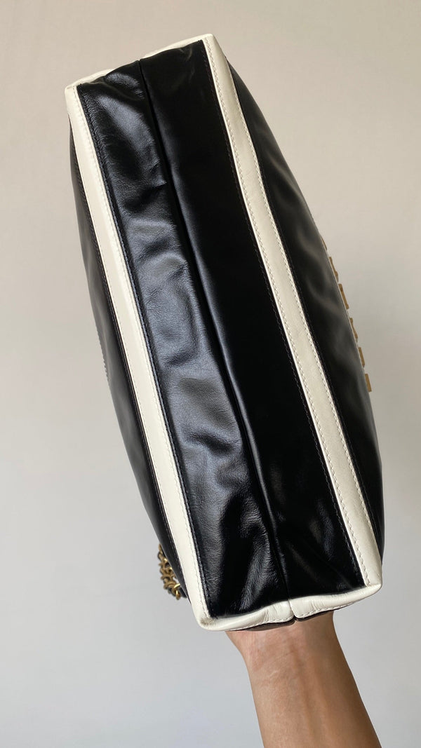 Chanel 25 Bag Black White Soft Calfskin