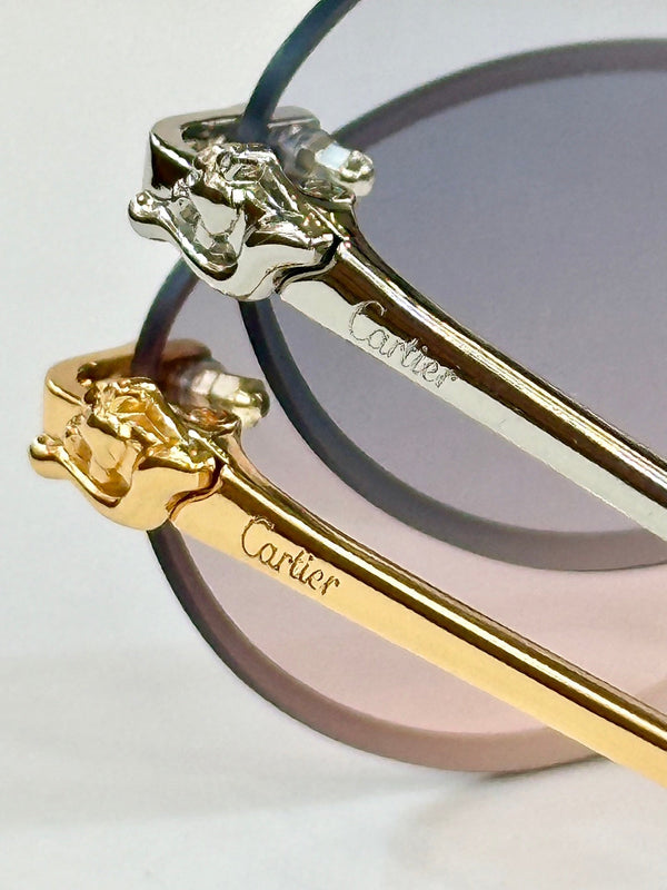 PANTHÈRE RIMLESS ROUND FRAME SUNGLASSES CT0504S IN METAL
