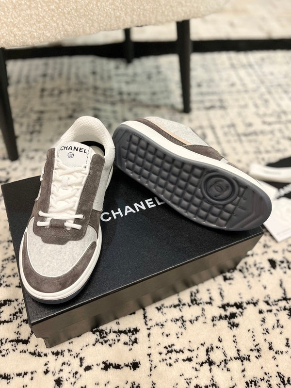 cc sneaker grey velvet dark brown suede