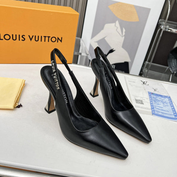LV Spake Slingback 8.5CM Black Calfskin 218295