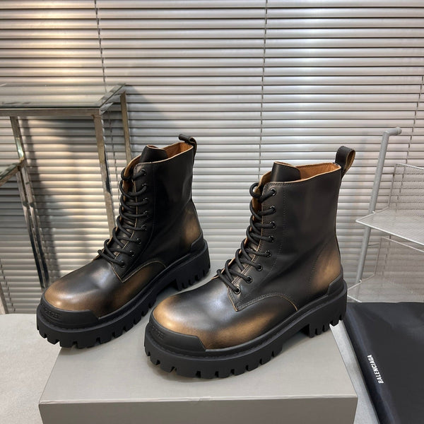 CHUNKY BOOTS IN BLACK MIX BRONZE SMOOTH CALFSKIN