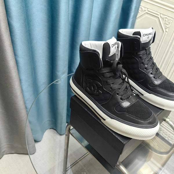 CC High Top Sneaker Black Calfskin