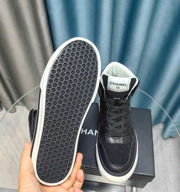 CC High Top Sneaker Black Calfskin