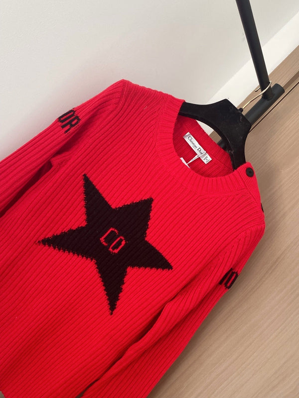 Dior 2025 Long-Sleeve Shirt Red mix Black Wool