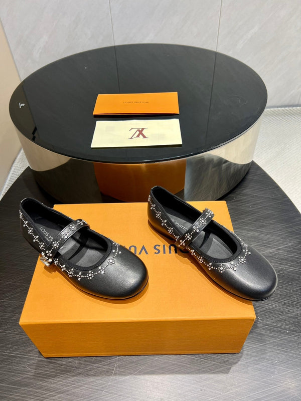 LV Romy Flat Ballerina Black Lambskin 516500