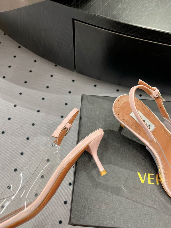 Alaila Le Cœur Slingbacks 60mm In Light Pink Glossy Lambskin 954823